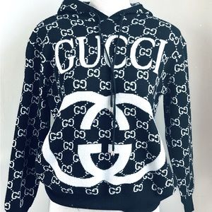 Bootleg hooded Gucci GG logo sweatshirt (faux). Gently worn, see video closeup.